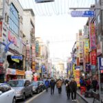 shopping district in Busan with diverse crowd