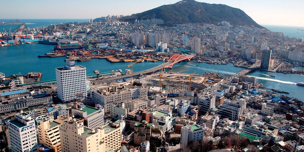 Busan city skyline and tourist attractions